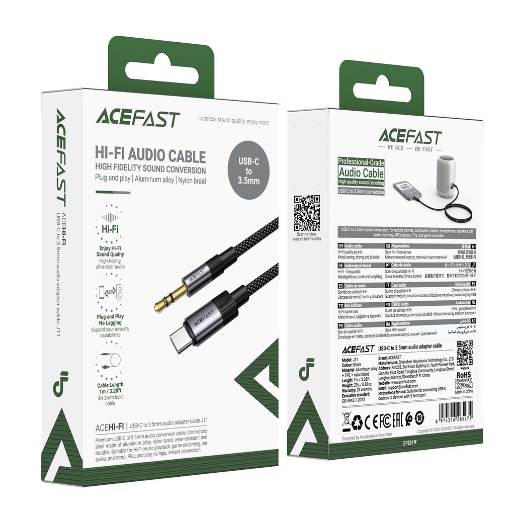 CÁP CHUYỂN ĐỔI ÂM THANH ACEFAST J11 USB-C SANG 3.5MM