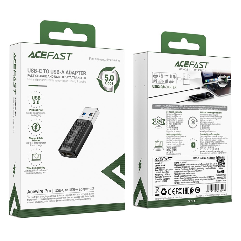 Bộ Chuyển ACEFAST J2 Từ Cổng USB-C Sang USB-A 3.0 Hỗ Trợ Sạc Và Truyền Dữ Liệu