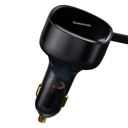 Tẩu sạc cho xe hơi Baseus Enjoyment Retractable 2-in-1 Car Charger C+L 30W Black