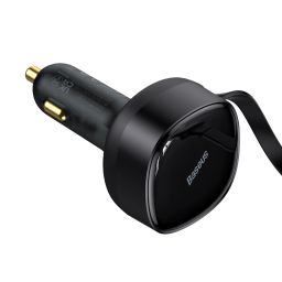 Tẩu sạc cho xe hơi Baseus Enjoyment Retractable 2-in-1 Car Charger C+L 30W Black