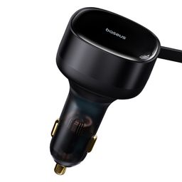 Tẩu Sạc Nhanh Kèm Cáp Dây Rút 2 Đầu Type C + IP Baseus Enjoyment Retractable 2…