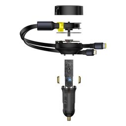 Tẩu Sạc Nhanh Kèm Cáp Dây Rút 2 Đầu Type C + IP Baseus Enjoyment Retractable 2…