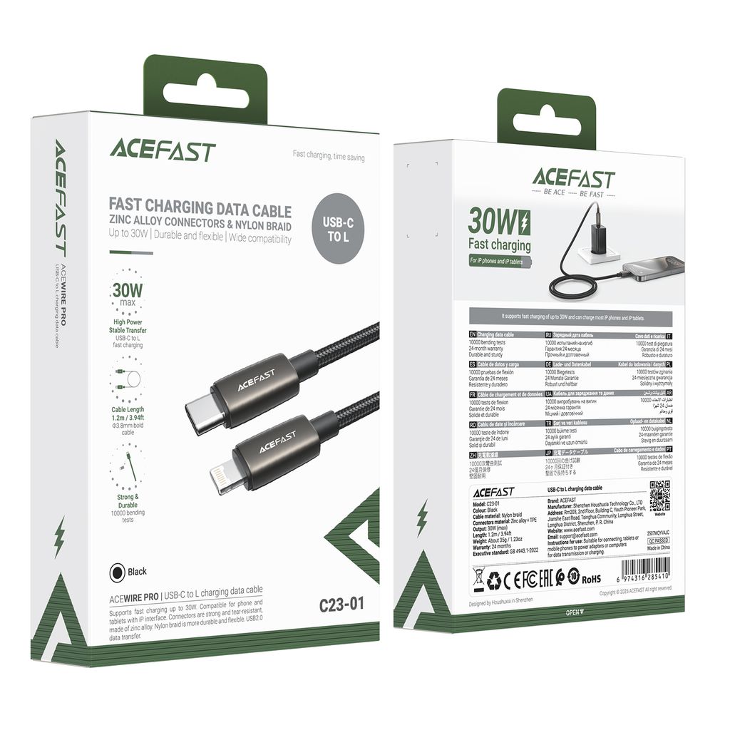 Cáp Sạc & Truyền Dữ Liệu ACEFAST C23-01 USB-C Sang IP Bền Bỉ Ổn Định