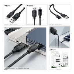 Cáp sạc dữ liệu ACEFAST C16-02 USB-A to Lightning vỏ TPU bền dẻo, hỗ trợ sạc n…