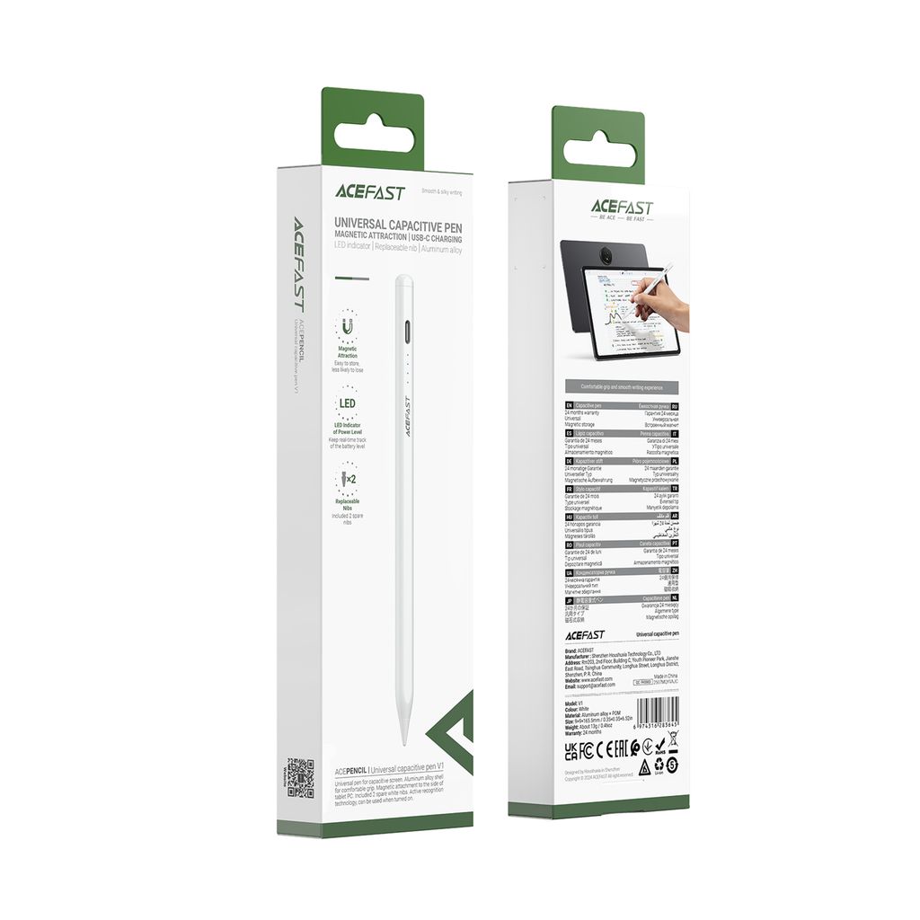 Bút Cảm Ứng ACEFAST V1 Stylus Từ Tính – Nhận Diện Chủ Động, Độ Trễ Thấp, Viết Vẽ Mượt Mà Cho iPad Ta
