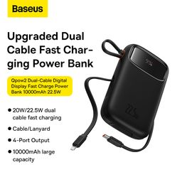 Pin Dự Phòng Sạc Nhanh Baseus Qpow2 Dual-Cable Digital Display 22.5W (10000mAh…