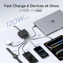 Bộ Sạc Để Bàn Baseus EnerFill FH21 120W (4*Type-C + 2*USB-A port)