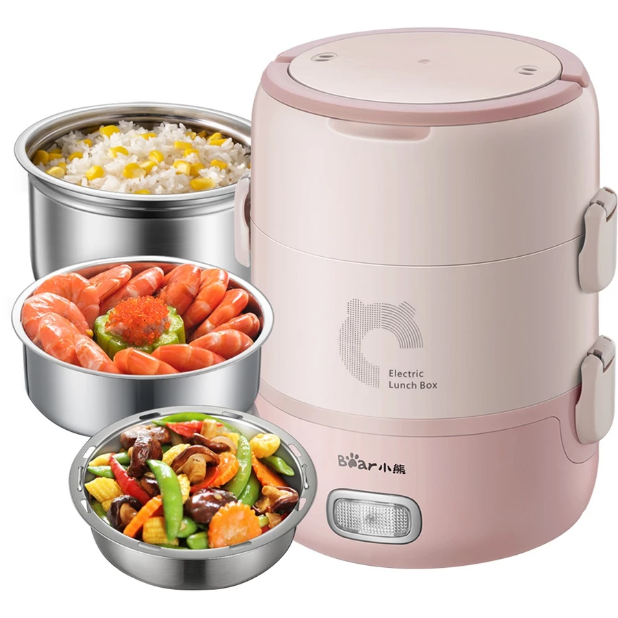 Hộp Hâm, Nấu Cơm Bear 3 Khay DFH-B20S6 | 2 Lít 270W