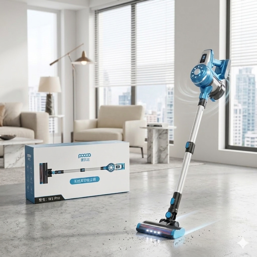 Máy hút bụi không dây POODA W1 Pro, thân nhôm, lõi lọc rửa được
