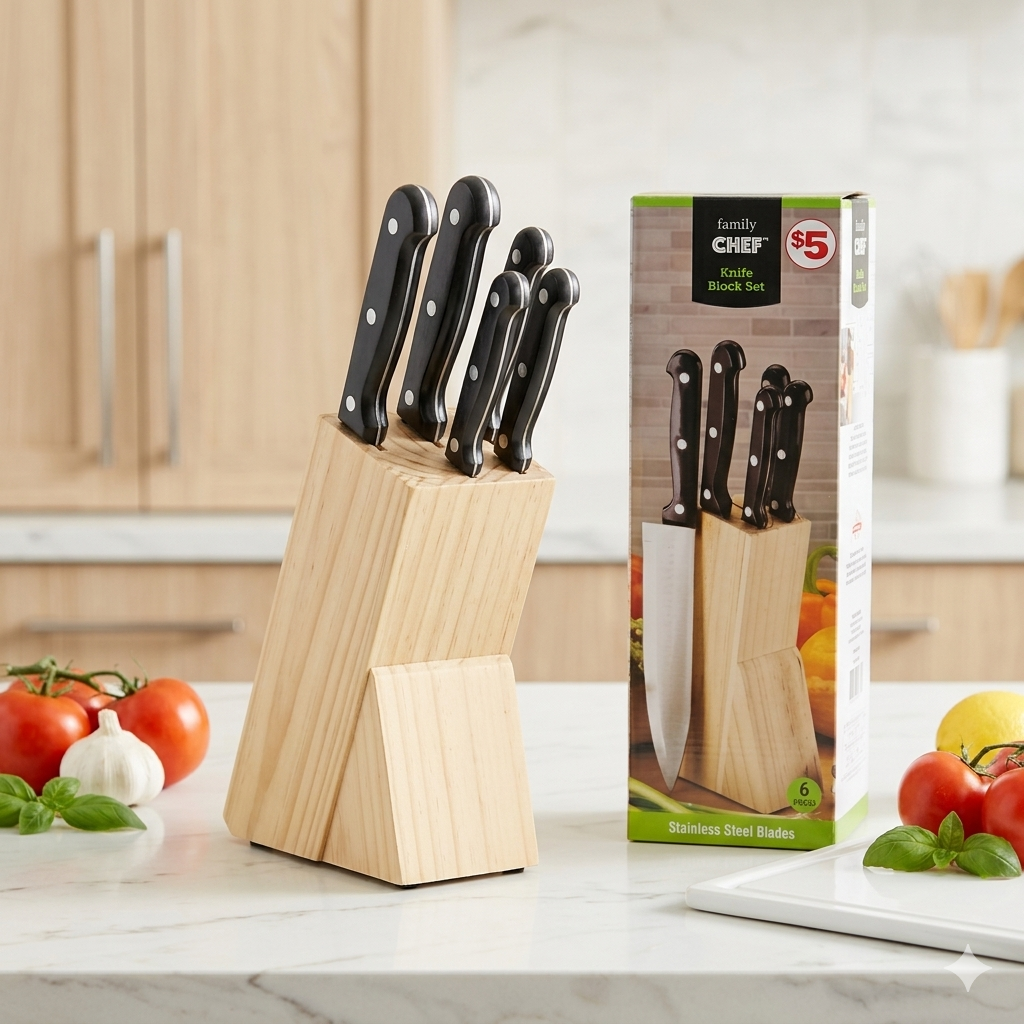 Bộ dao làm bếp 6 Món Family CHEF - kèm đế gỗ