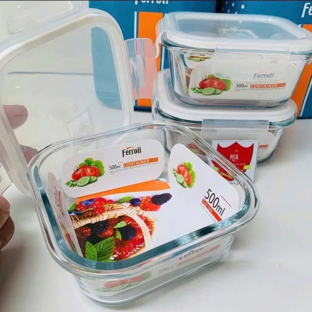 Bộ 3 thố thuỷ tinh kèm hôpk ferroli