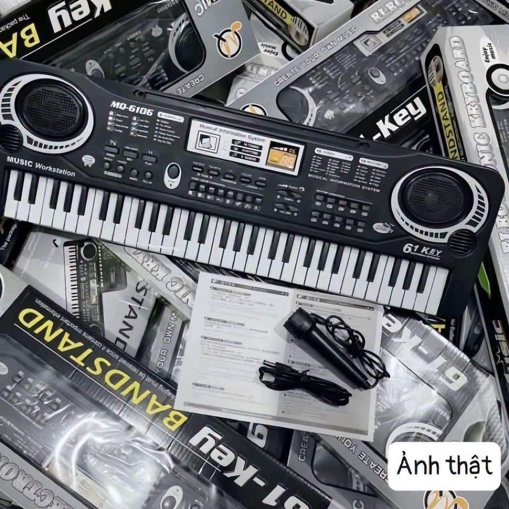 Đàn organ 61 phím bấm cho bé kèm mic