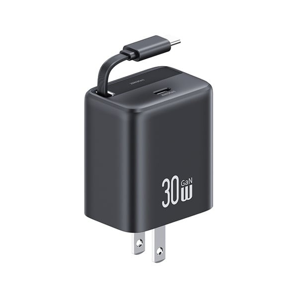 Củ sạc Usams GaN 30W kèm cáp dây rút type C CC243-TC01