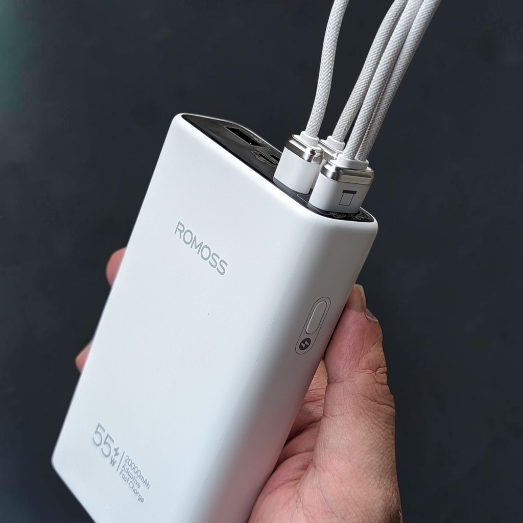 Sạc dự phòng Romoss PAC20U-162 20.000mah 55W có cáp 2 đầu C +L hỗ trợ PD, PPS, AFC