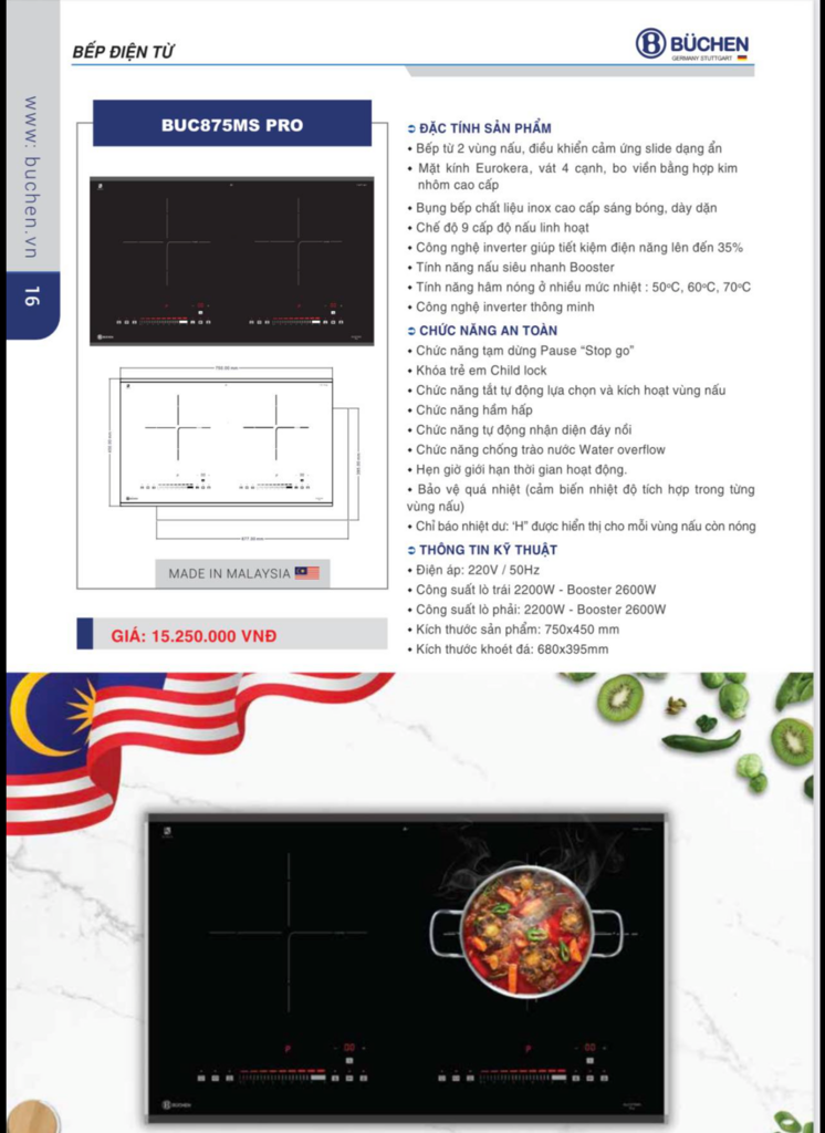 Bếp từ đôi BUCHEN BUC 875MS Pro(Malaysia)
