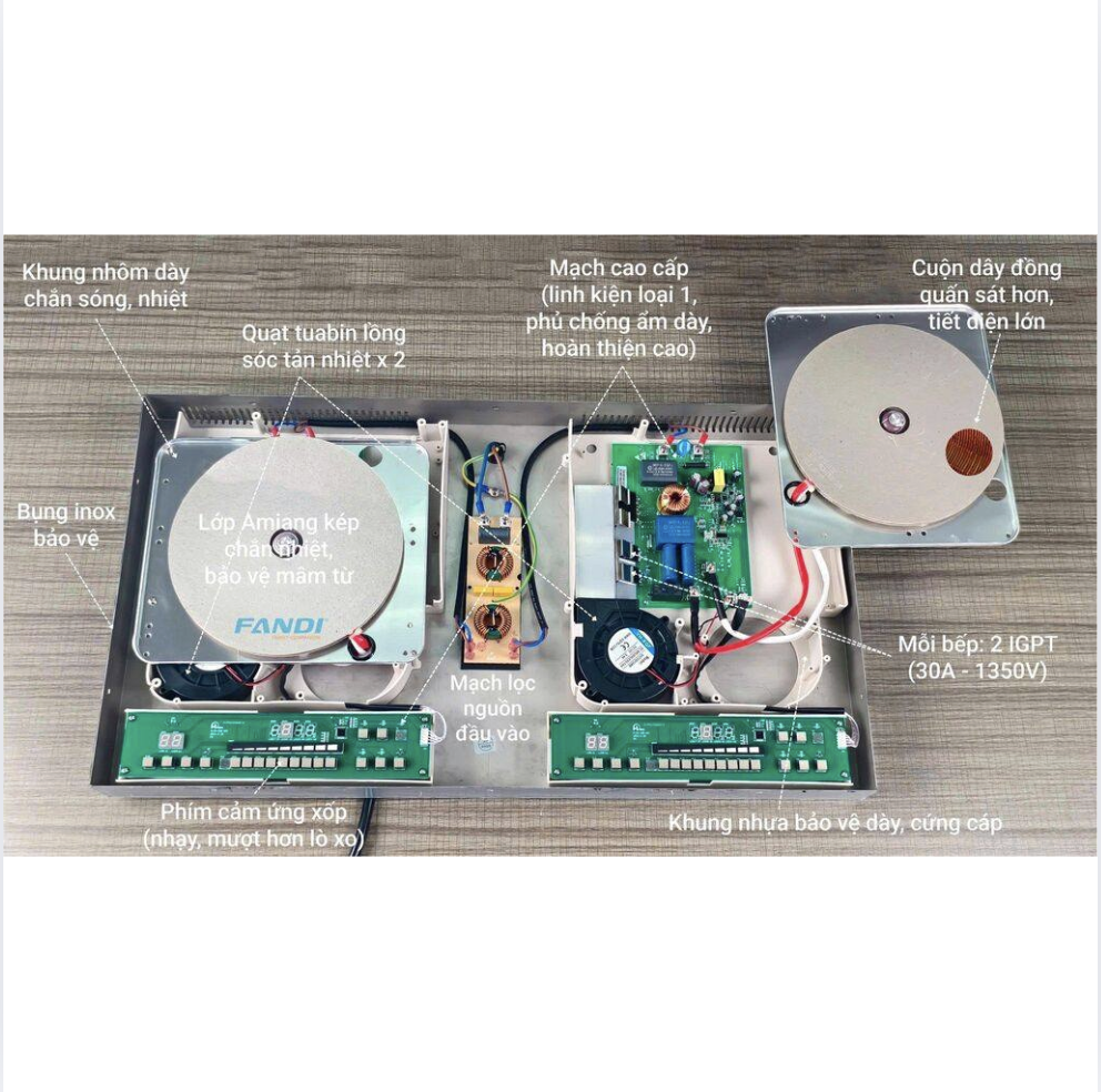 Bếp từ Fandi FD-829IG Hàng cực xịn nhập Malaysia có ảnh bụng bếp  - Ảnh 3