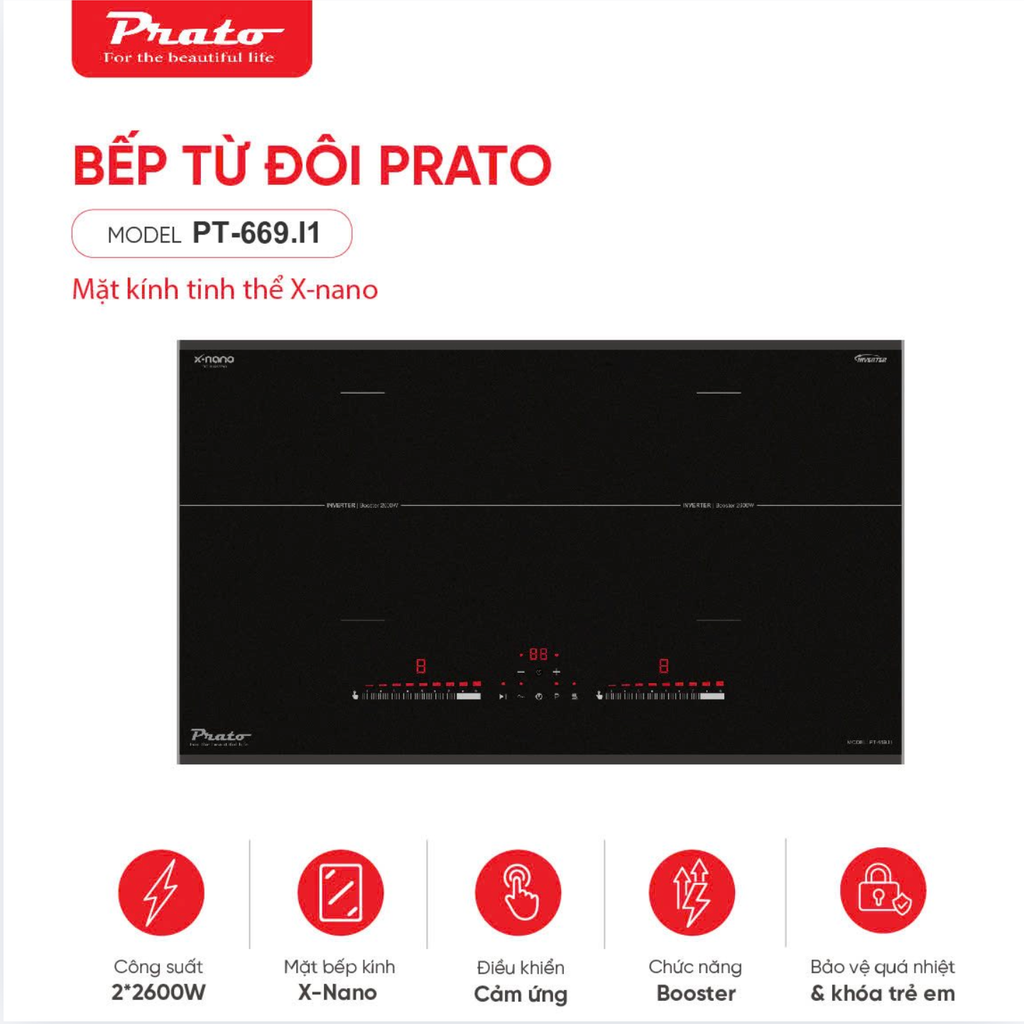 Bếp từ Model: PT-669.I1 (X-nano) Nhập Malaysia