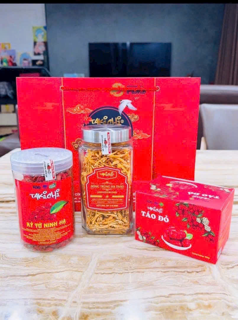 Set Đông trùng hạ thảo 40g - táo đỏ 300g - kỷ tử 300g hãng TAKICHI 