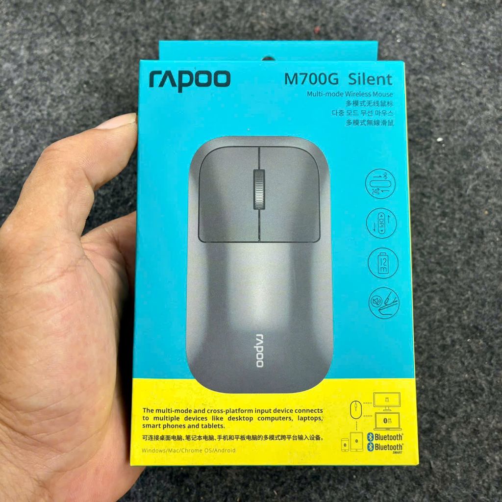 Chuột Máy Tính Rapoo M700G - Vỏ Hợp Kim Nhôm - Nút Bấm Im Lặng - 2400 DPi - Bluetooth + 2.4Gz