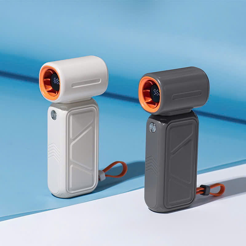 Quạt mini Turbo, Màn Led, dung lượng 8K sạc ĐT - Trắng Kem