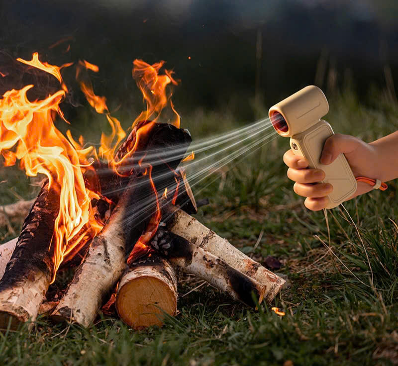 Quạt mini Turbo, Màn Led, dung lượng 8K sạc ĐT - Trắng Kem - Ảnh 7