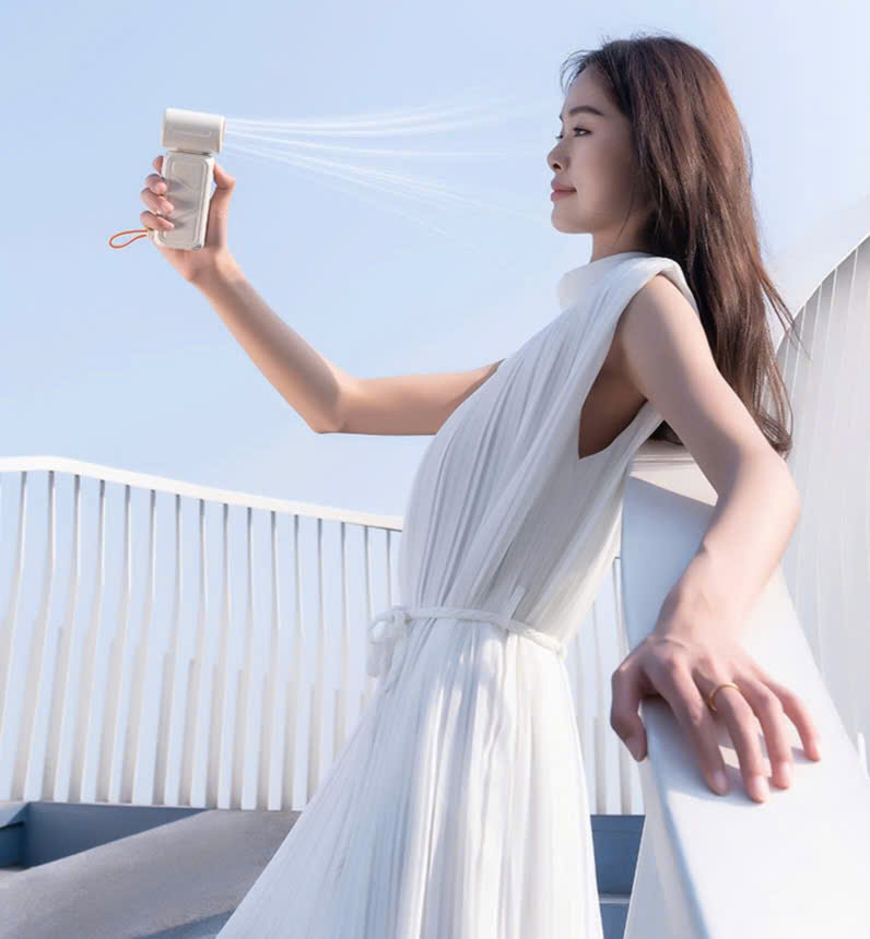 Quạt mini Turbo, Màn Led, dung lượng 8K sạc ĐT - Trắng Kem - Ảnh 8