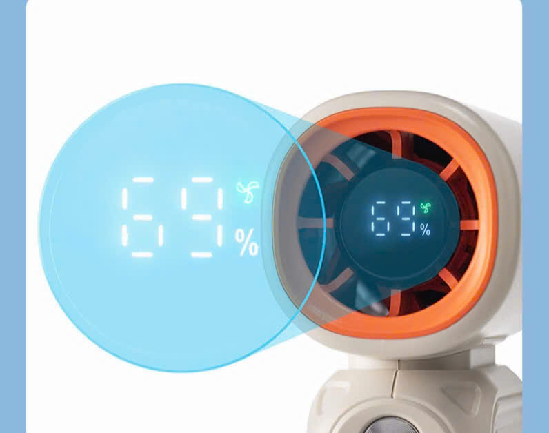 Quạt mini Turbo, Màn Led, dung lượng 8K sạc ĐT - Trắng Kem - Ảnh 10