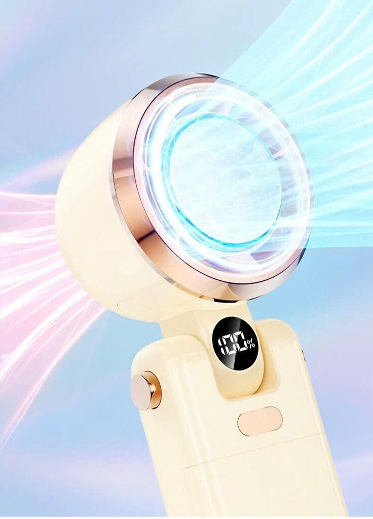 Quạt cầm tay 100 tốc độ, sò lạnh, gập được và dây đeo tiện lợi (Note màu) - Ảnh 5