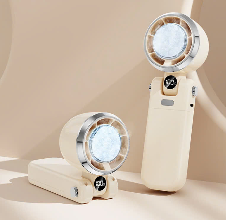 Quạt cầm tay 100 tốc độ, sò lạnh, gập được và dây đeo tiện lợi (Note màu) - Ảnh 8