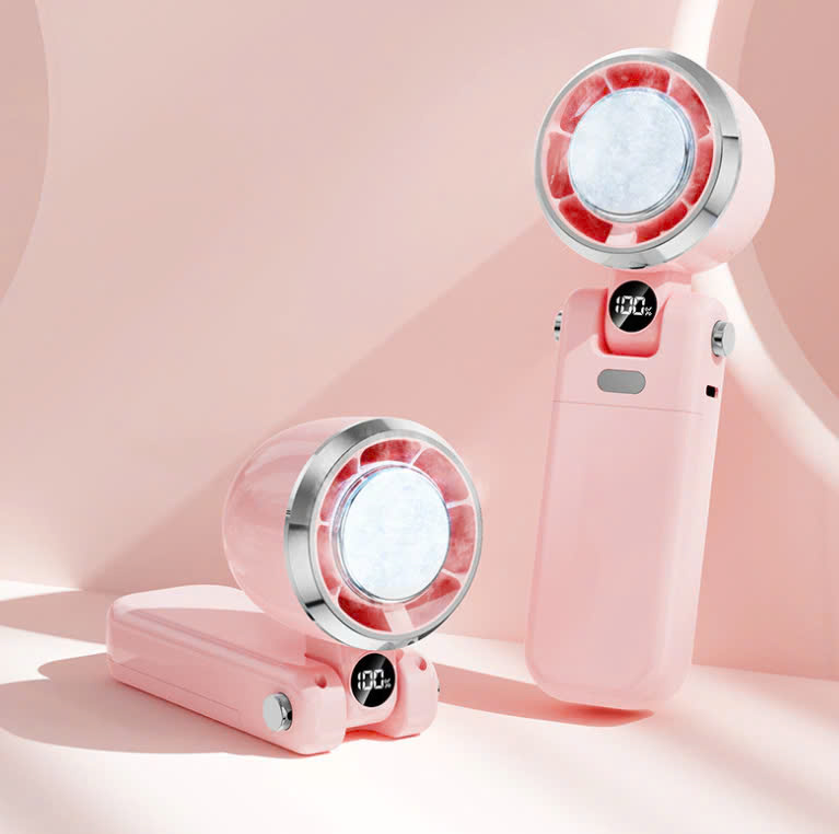 Quạt cầm tay 100 tốc độ, sò lạnh, gập được và dây đeo tiện lợi (Note màu) - Ảnh 7