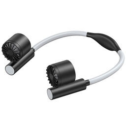 Quạt Đeo Cổ . Tích Điện, Tuabin 7 Cánh 3 Tốc Độ, Ống Quạt Silicon Uốn Cong 360…