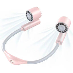 Quạt Đeo Cổ . Tích Điện, Tuabin 7 Cánh 3 Tốc Độ, Ống Quạt Silicon Uốn Cong 360…