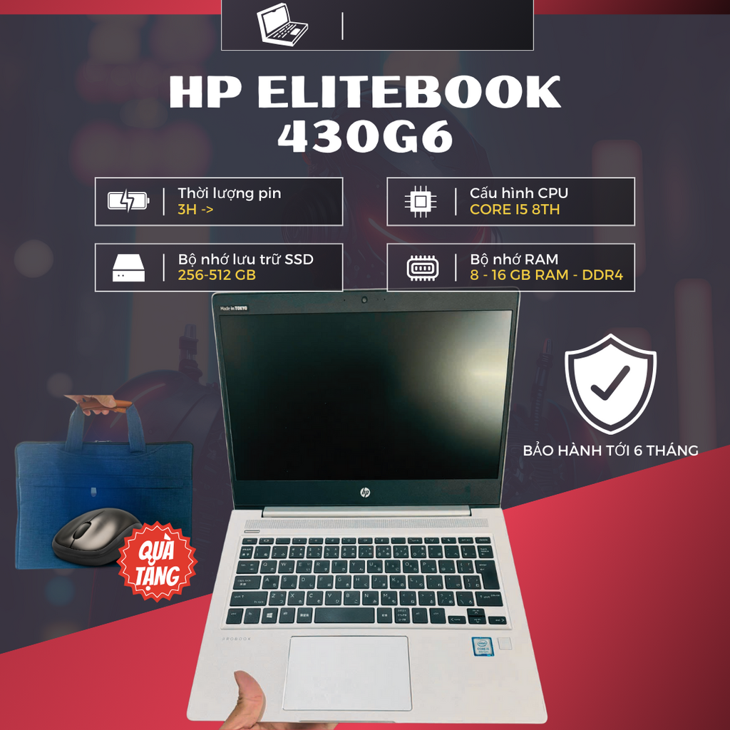 [Laptop] HP Elitebook 430g6  i5 (Có bảo mật vân tay) Ram 8gb , SSd 256Gb nâng cấp được Ram và Bộ nhớ