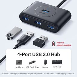 Hub USB 3.0 4 Cổng Ugreen CR113 , dây cáp dài 0,5m