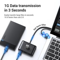 Hub USB 3.0 4 Cổng Ugreen CR113 , dây cáp dài 0,5m