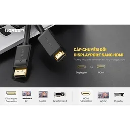 Cáp Chuyển DisplayPort 1.2 Sang HDMI Ugreen 10204 DP101 Dài 5 Mét