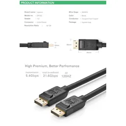 Cáp DisplayPort dài 2M Hỗ trợ 3D 4K60Hz (DP102) Ugreen 10211