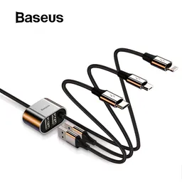 Cáp Lightning tích hợp cổng chia 2 USB - Baseus Black CALHZ-01