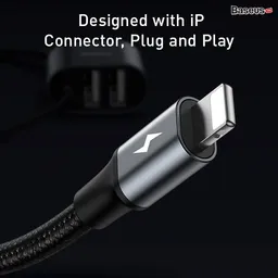 Cáp Lightning tích hợp cổng chia 2 USB - Baseus Black CALHZ-01