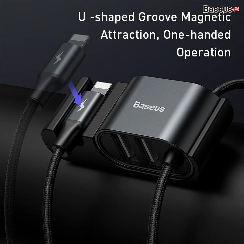 Cáp Lightning tích hợp cổng chia 2 USB - Baseus Black CALHZ-01 - Ảnh 7