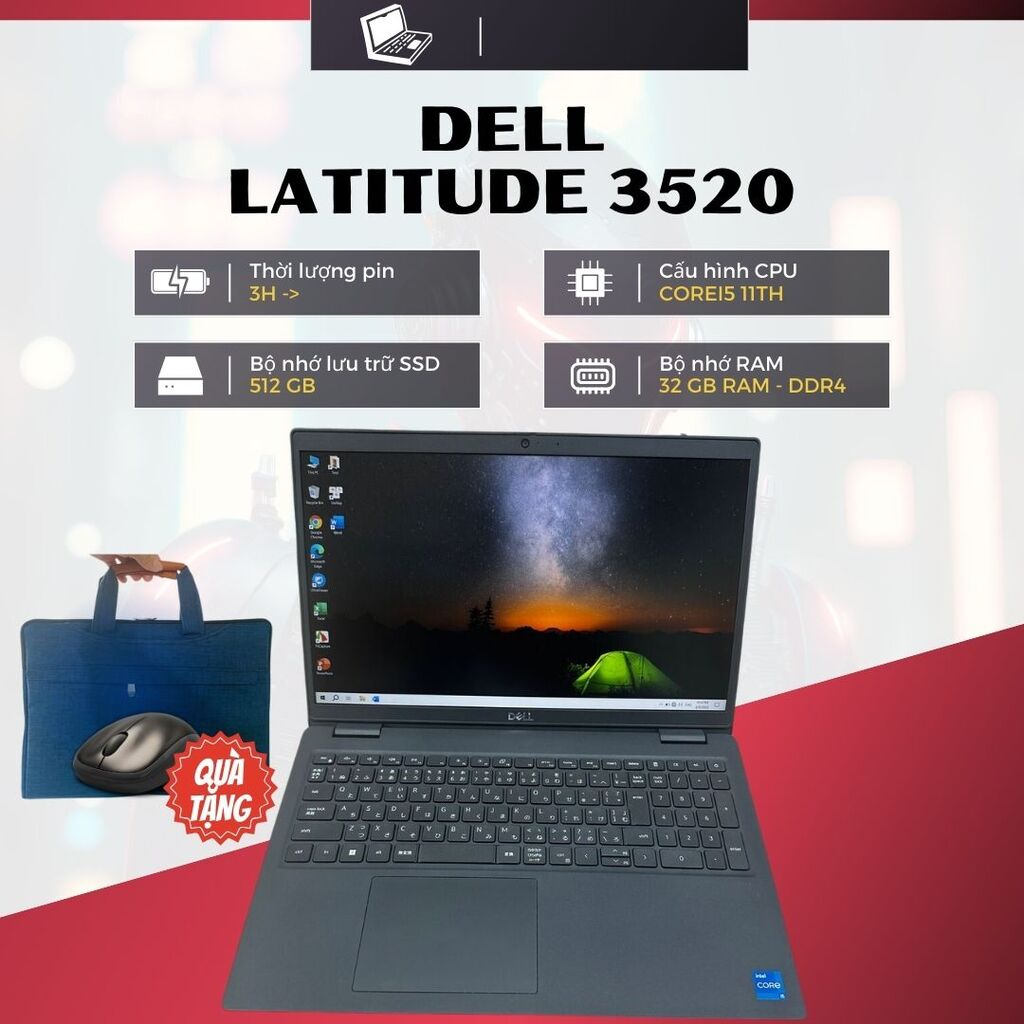 DELL LATITUDE 3520 i5 thế hệ 11 ram 16gb ssd 256gb