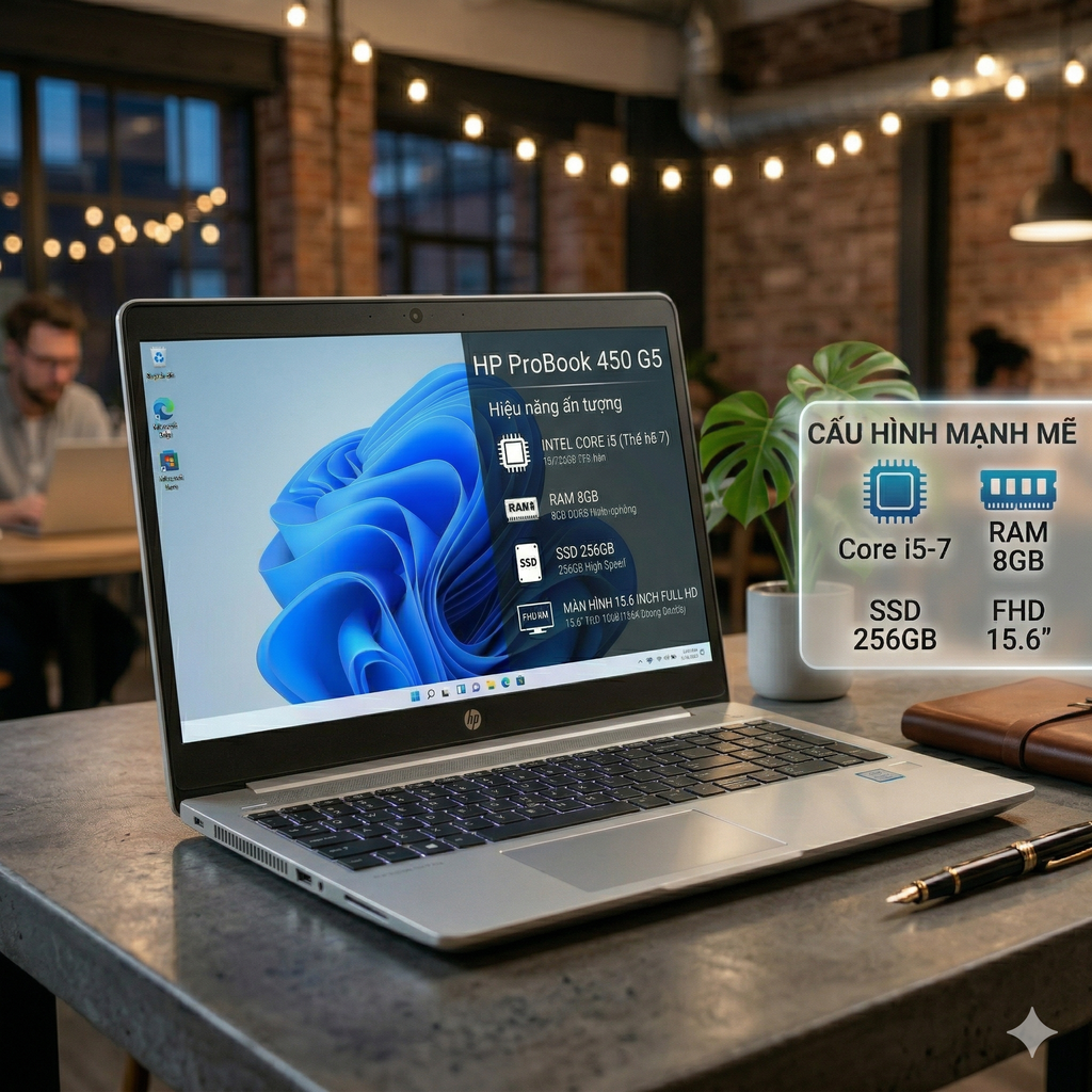 Hp 450g5 i5 7th ram 8gb ssd 256gb màn hình 15.6 inh full hd