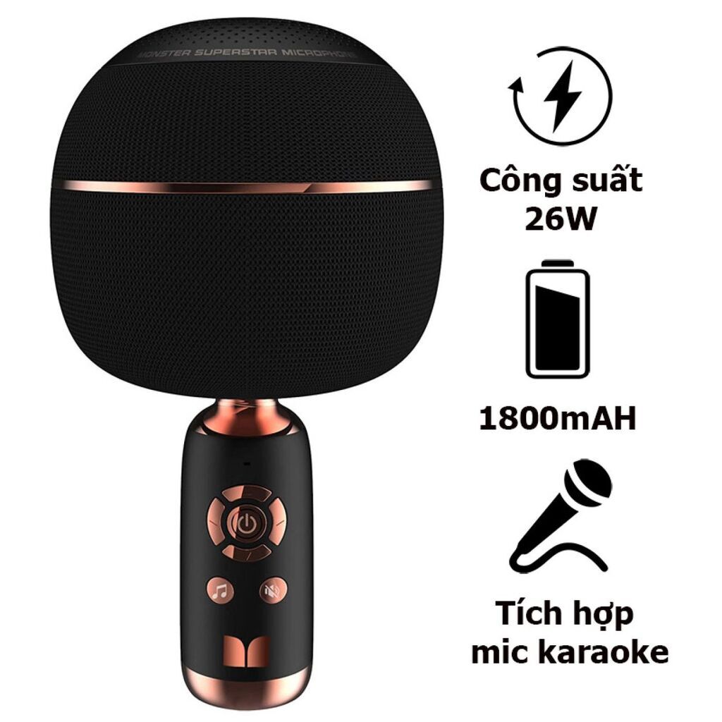 Micro Karaoke kèm Loa hãng Monster M97 (Mỹ ), 26W,Bluetooth 5.0,TWS kết nối 2 mic - Ảnh 2