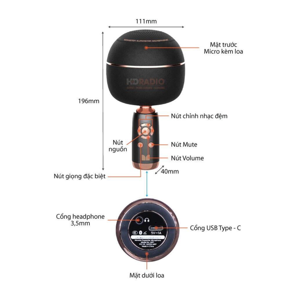Micro Karaoke kèm Loa hãng Monster M97 (Mỹ ), 26W,Bluetooth 5.0,TWS kết nối 2 mic - Ảnh 5