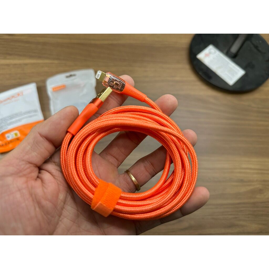 Cáp sạc A to L chính hãng Toocki mầu Cam cực đẹp, dài 1,8m - Ảnh 3