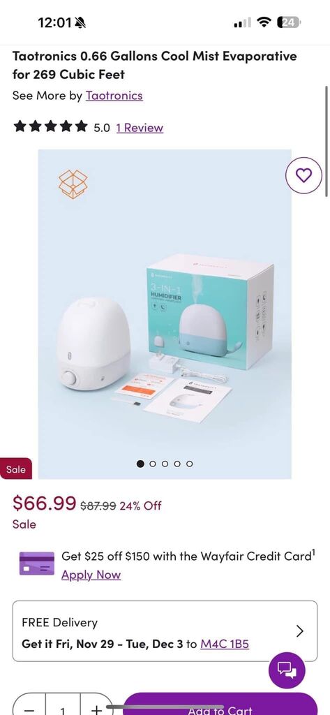 Máy phun sương, tạo ẩm kiêm đèn ngủ TAOTRONICS TT-AH038 3 in 1 (giao màu ngẫu nhiên) - Ảnh 3