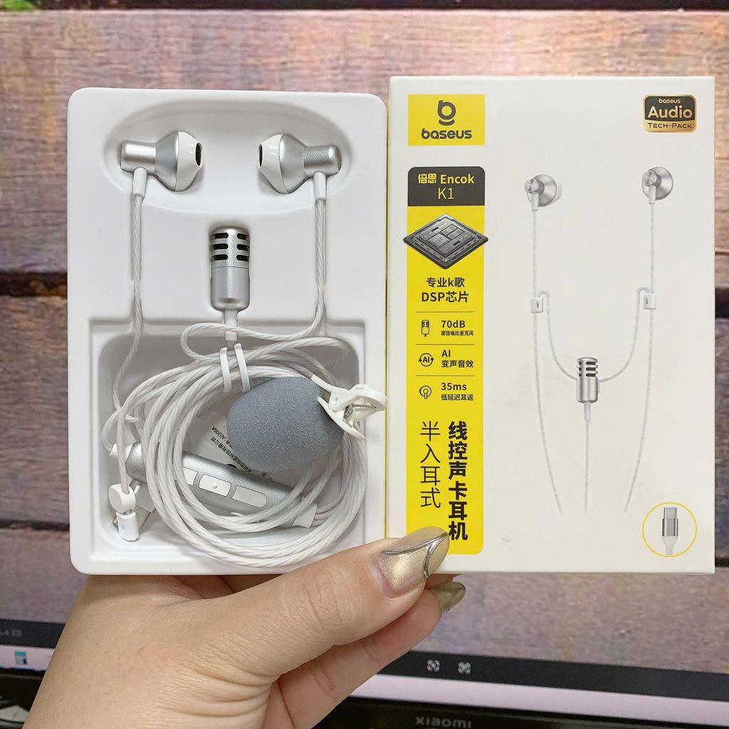Tai nghe d&acirc;y Type-C Baseus Encok K1 karaoke online ch&iacute;nh h&atilde;ng