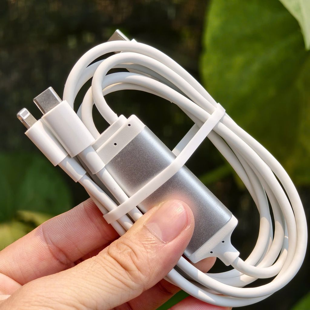 Cáp sạc nhanh 2in1 Type-C to C + Lightning PD 100W – Sạc laptop + iPhone tiện lợi - No brand