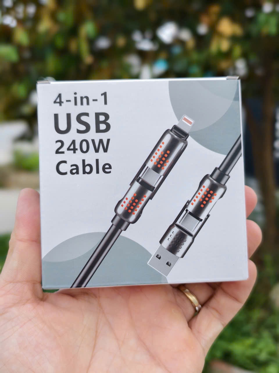 Cáp sạc đa năng 4 in 1 – 1 SJX - 01 chiều dài 1.2m, có Led RBG , Fullbox