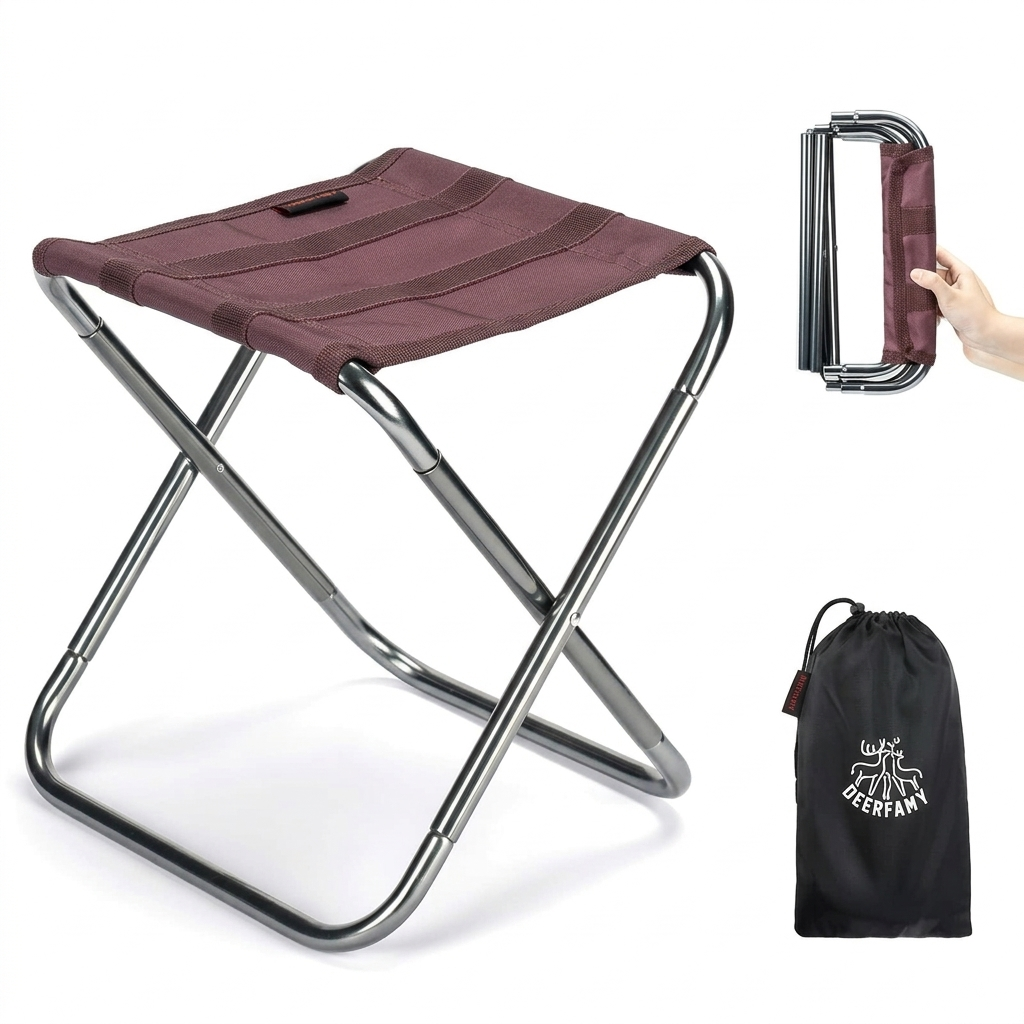 Ghế xếp dã ngoại gập gọn hãng DEERFAMY ( hàng Amazon ) , chịu tải lớn, siêu khoẻ- MÀU ĐỎ